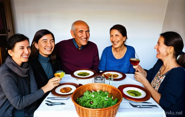 보스니아의 문화적 차이와 에티켓 - **Prompt:** A cozy, traditional Bosnian cafe scene. A Japanese female tourist in her late 20s, weari...