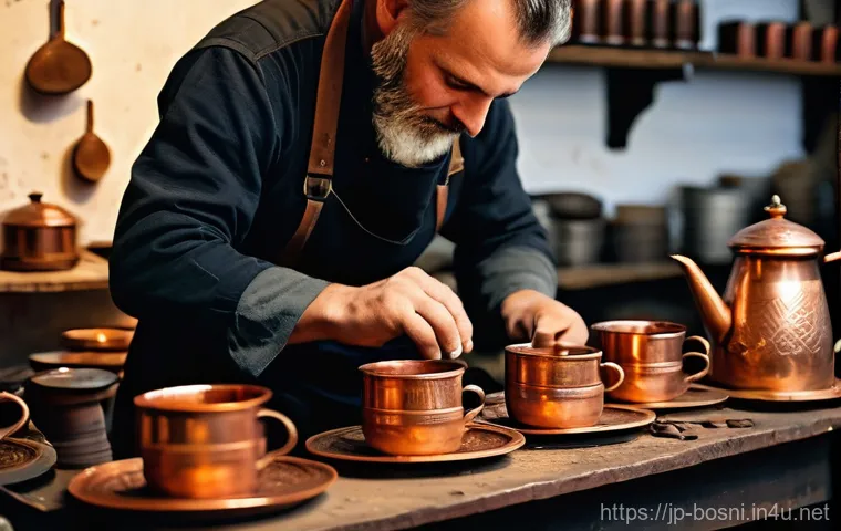 보스니아 기념품 추천 리스트 - **Vibrant Bascarsija Kilims: A Tapestry of Bosnian Heritage**
    "A wide-angle, medium shot depicti...