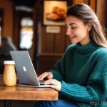 보스니아에서 프리랜서로 일하기 위한 정보 - **Prompt:** A cozy, sunlit cafe in Sarajevo's Baščaršija (Old Town). A young, diverse female digital...